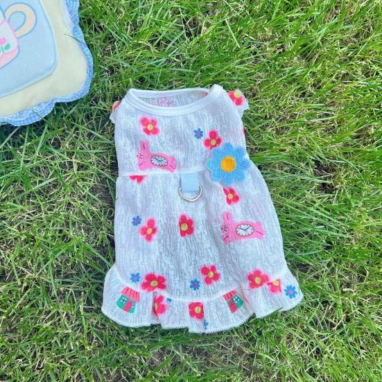 Летняя дышащая одежда для питомцев Yousheng с принтом цветов, вишни, мороженого, без рукавов, жилет, юбка для маленьких и средних собак и кошек, питомца-принцессы