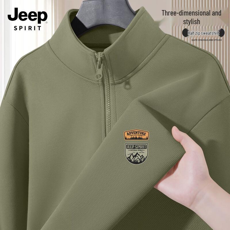 JEEP SPIRIT Men's 2025 Loose Fit Stand-Collar Sweatshirt