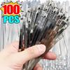 100/20PCS Stainless Steel Cable Ties Exhaust Wrap Coated Self-Locking Metal Zip-Exhaust Locking Cables Tie Organizer Hardware