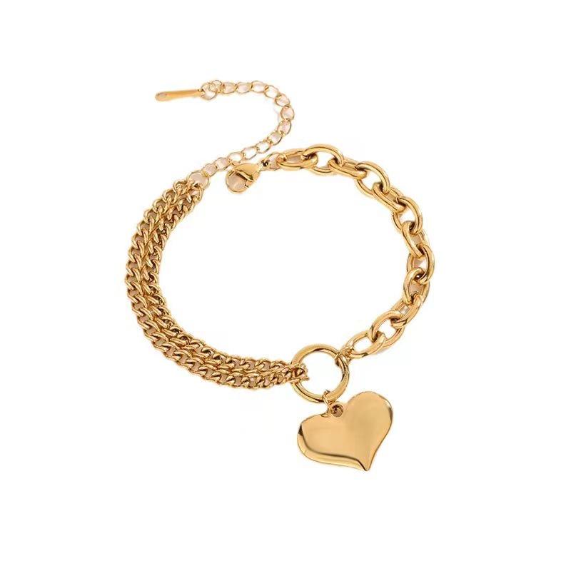 Двухслойный титановый браслет в европейском и американском хип-хоп стиле с римскими цифрами и подвеской в виде четырехлистного клевера