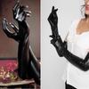 Black Wear Catsuit Accessory Cosplay Leather Faux Long Latex Gloves Adult Sexy Fetish