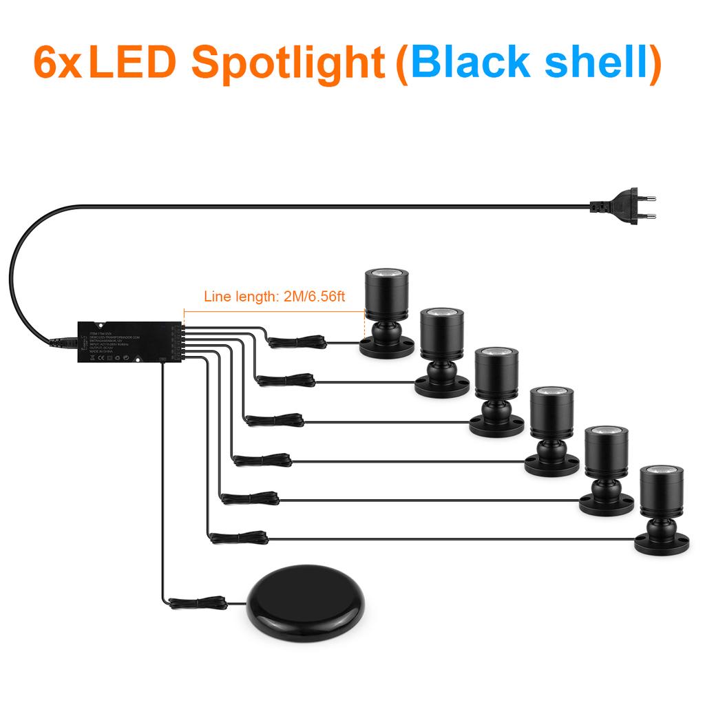 Коллекционный витринный шкаф Подполочные светодиодные точечные светильники с сенсорным диммируемым выключателем для вина, ювелирных изделий, игрушек, декоративное освещение