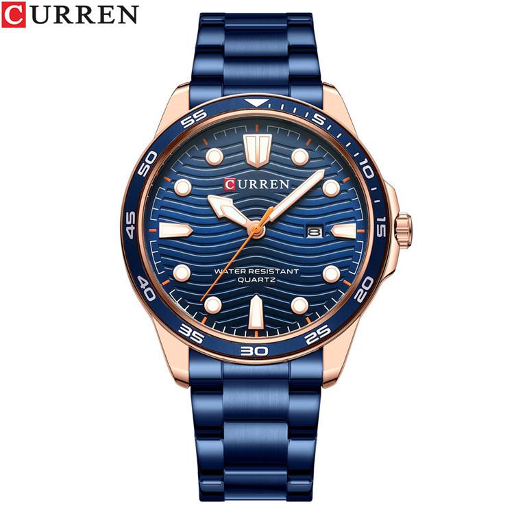 CURREN Men's Steel Band Fashion Business Watch Quartz Calendar Men's Watch Waterproof for Students