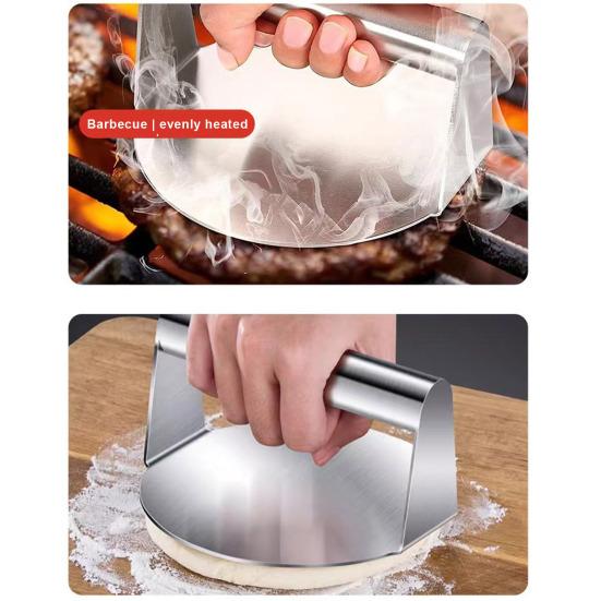 Пресс для гамбургеров из нержавеющей стали с ручкой, квадратный круглый антипригарный пищевой гриль, сковорода для мяса, бекона, стейка, гамбургера, ручной измельчитель, кухонный инструмент