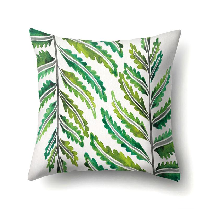 Polyester Pillowcase Ins Style Plant Flowers Nordic Printed Peach Leather Velvet Cushion Cover Sofa Waist Cushion Cover