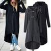Women Fashion Hooded Jacket Long Sleeve Long Solid Coat With Pocket