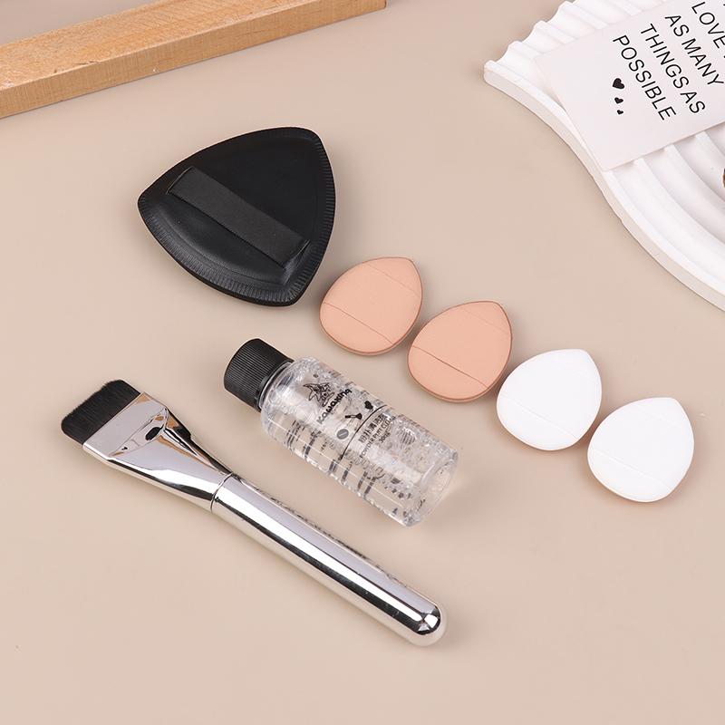 Треугольный черный пуховка для макияжа 7 шт./набор с плоской головкой очиститель для кистей для тональной основы мини-губка для пальцев консилер воздушная подушечка инструмент