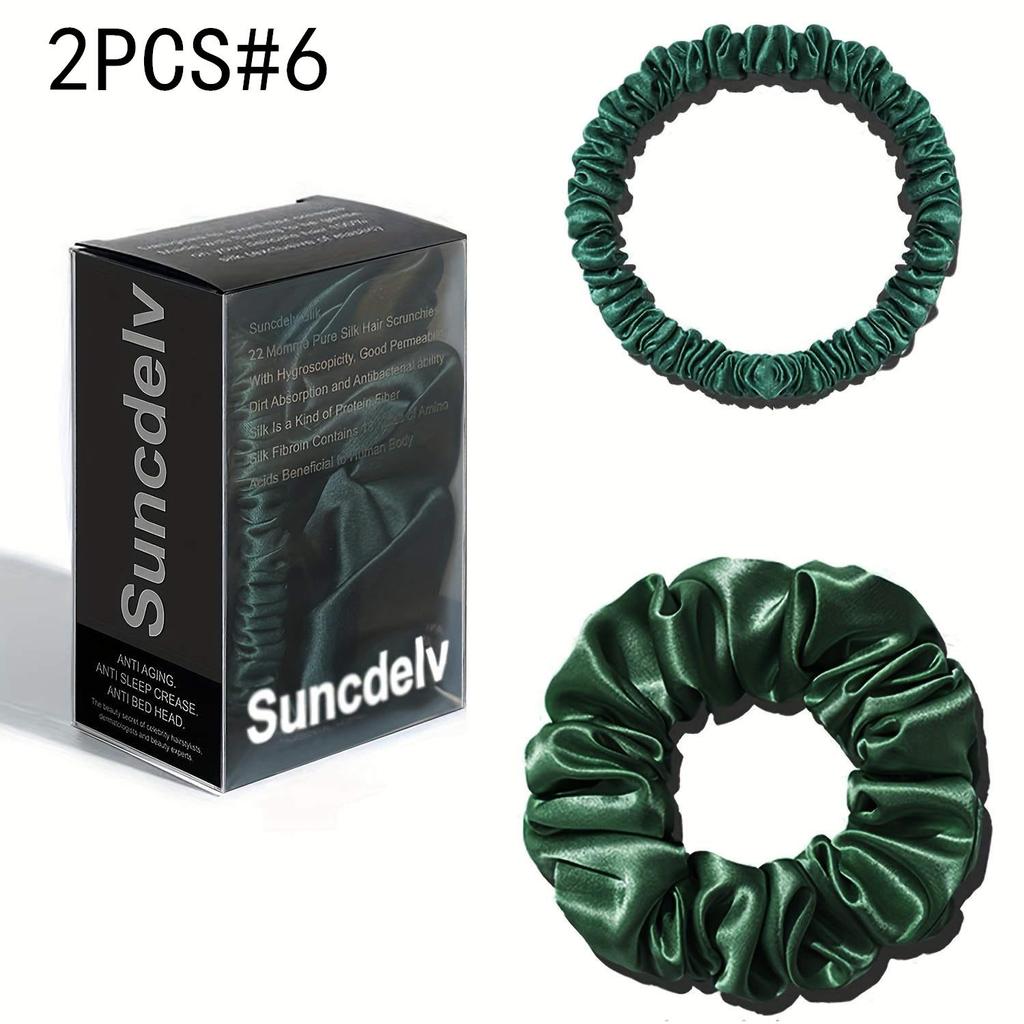 2 шт. 100% натуральный шелк однотонные резинки для волос высокого качества резинки для волос 22Momme женские большие повязки для волос аксессуары для волос маленькие+большие