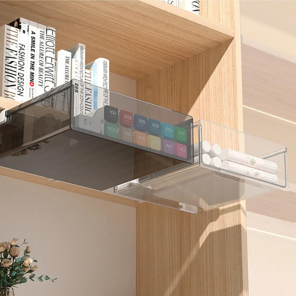 Подстольный ящик для хранения, ящик для скрытого хранения на столе большой вместимости, легко устанавливаемая полка, органайзер для канцелярских принадлежностей