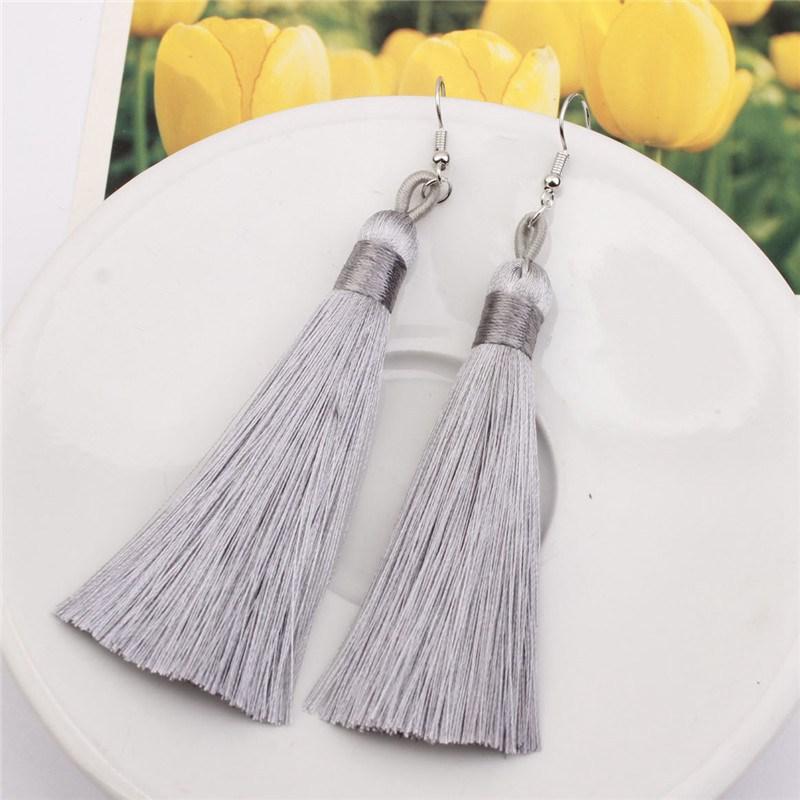 Серьги-кисточки, 1 пара, длинные, с узором, в стиле бохо, полихромные, подарочные серьги