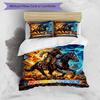 3PC Custom Name Rider Fire Horse Bedding Set Printed  Bedding Set Duvet Cover Closure Includes 1 Duvet Cover & 31 Pillowcases for Bedroom