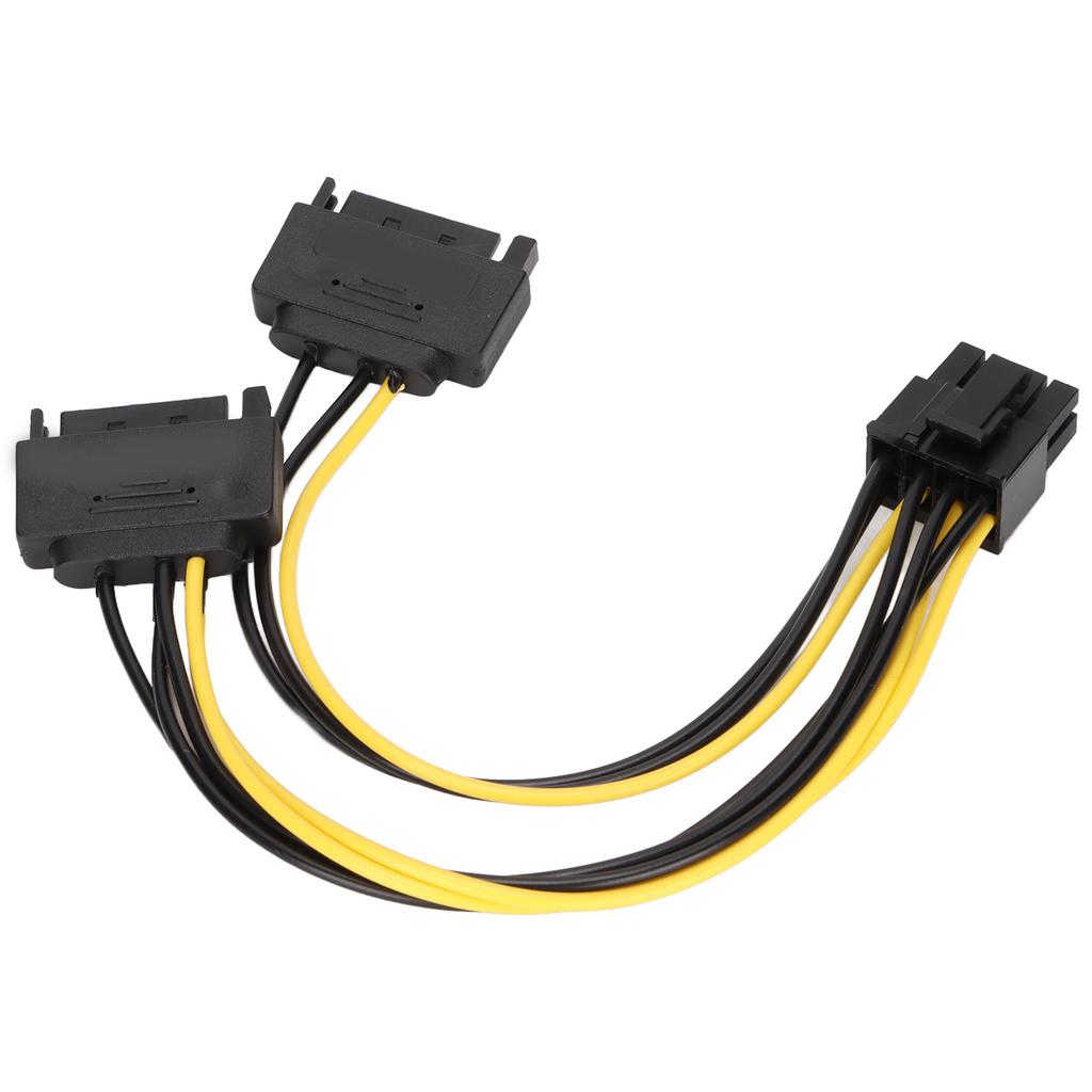 2 шт. Кабели питания Двойной 15-контактный SATA на PCIE 8-контактный штекерный адаптер питания графического процессора для компьютерных аксессуаров