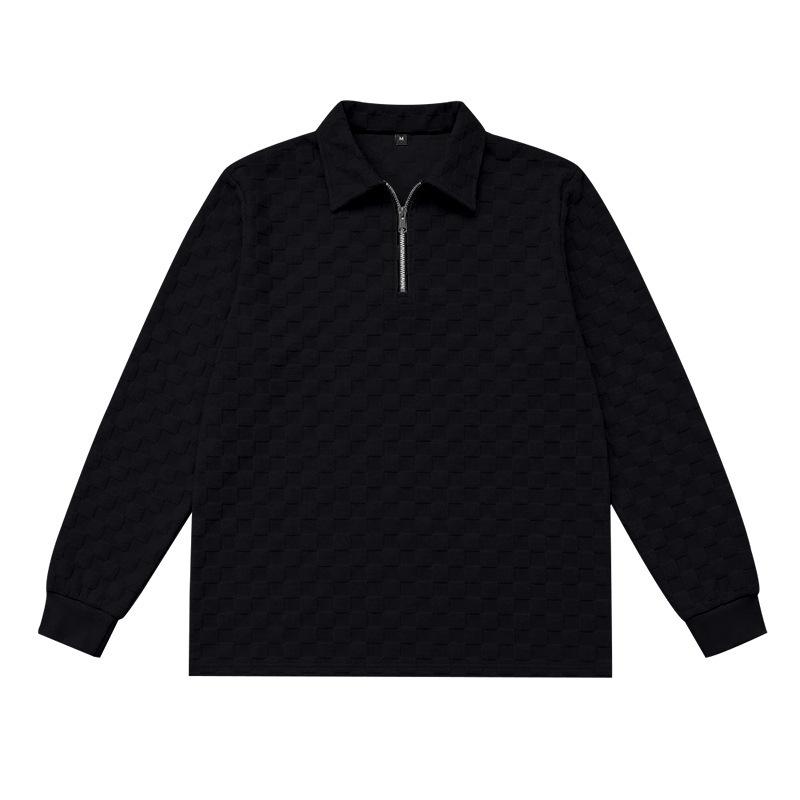 Men S Long Sleeve Half Zip Plaid Polo Shirt Casual Top