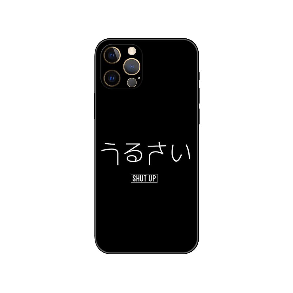 Эстетический чехол для телефона с японским аниме для iphone 5 5S 2020se 6 6s 7 8 plus x 10 XR XS 11 12 13 mini pro MAX, черная задняя крышка из ТПУ