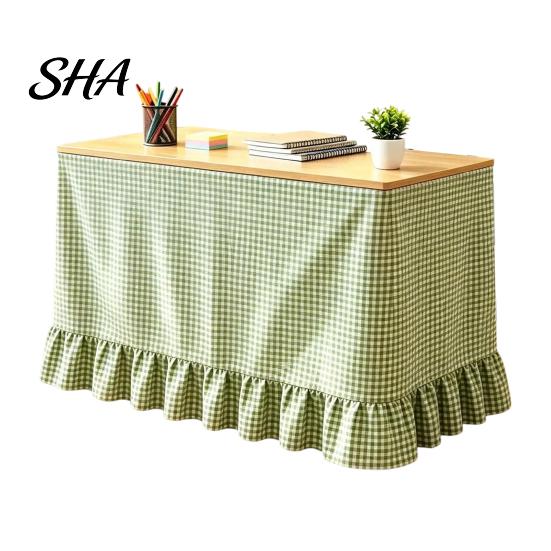 Teacher Desk Skirt Gingham Ruffled Table Skirt, Cottagecore for Classroom, Decorative Cover Plaid Tablecloth Birthday Wedding Baby Shower Party