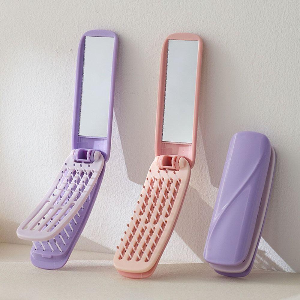 С зеркалом, складное карманное зеркало, расческа, самоочищающаяся мини-массажная щетка для волос для всех