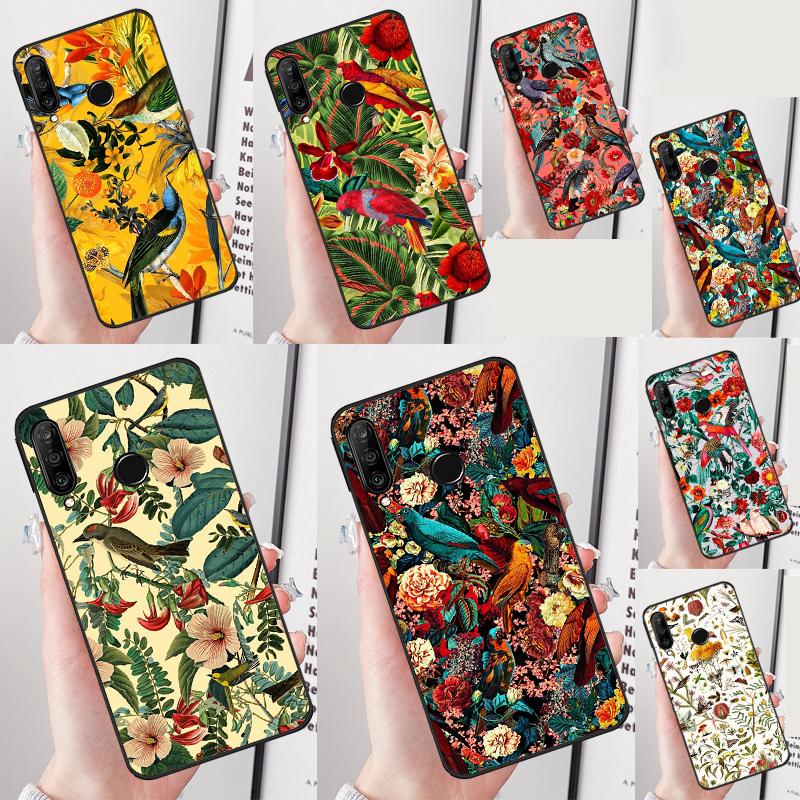 Garden Birds Vintage Tropical FLORAL For Huawei Nova Y61 Y91 Y90 Y70 Y60 Y72 12s 12i 11i 7i 8i 9 10 SE P60 Pro P30 P40 Lite Case