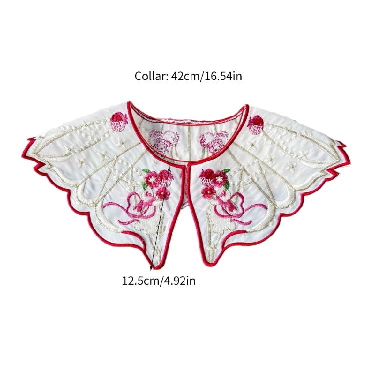 Китайские жемчужные кисточки Ложный воротник Винтажная вышивка Кролик Цветок Шаль Шарф