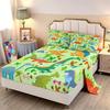 Мультяшный узор с маленькими динозаврами, шапка на кровать, комплект постельного белья из четырех предметов, украшение для спальни и общежития