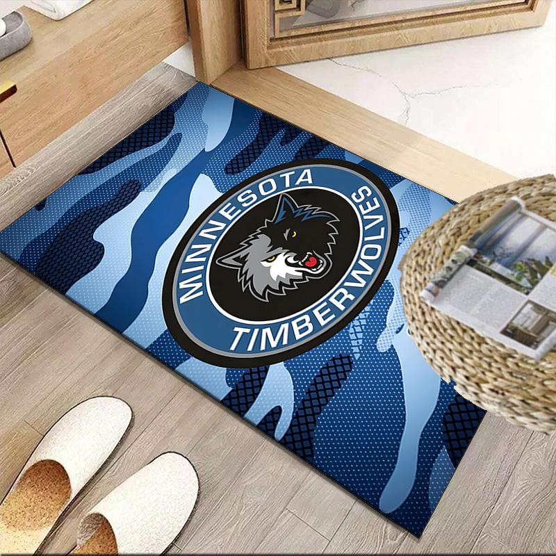 Timberwolves Logo Carpet, Kitchen Rugs, Yoga Mat, Non-Slip Mats, Rug for Bathroom, Living Room bedroom, Camping Rugs Christmas Gift