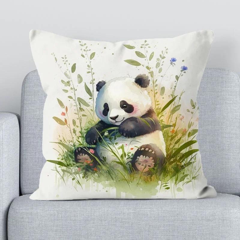 Cute Panda Pillowcase 40*40 Decorative Pillowcases Pillows for Bedroom Bed Cushion Cover 45x45cm Car Sofa Cushions Covers Pillow