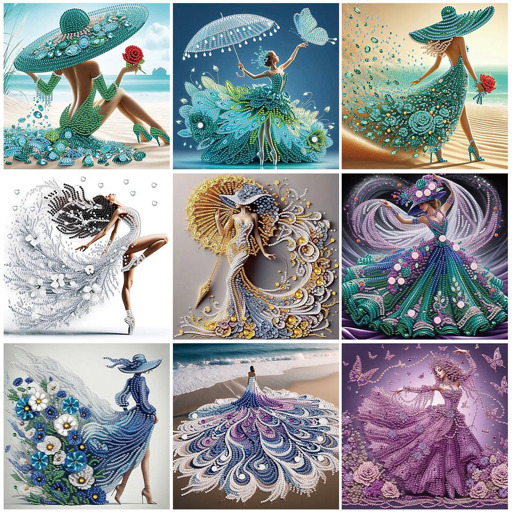 Набор для алмазной вышивки 5D DIY с частичной выкладкой специальными стразами, украшение для искусства, красивая девушка, украшение для дома, рождественские подарки на день рождения, 30x30 см