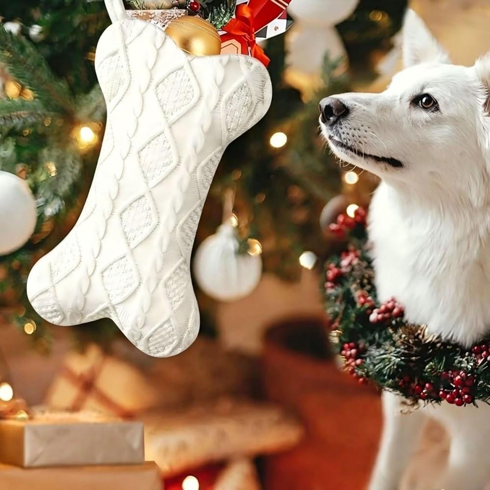 Large Capacity Christmas Stocking Bone Shape Hanging Ornament Festival Gift Storage Bag  Fireplace