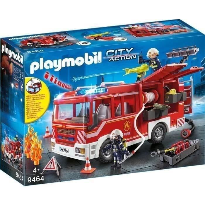 PLAYMOBIL 9464 Yellow Fire Department Intervention Van with Functional Water Cannon - City Action