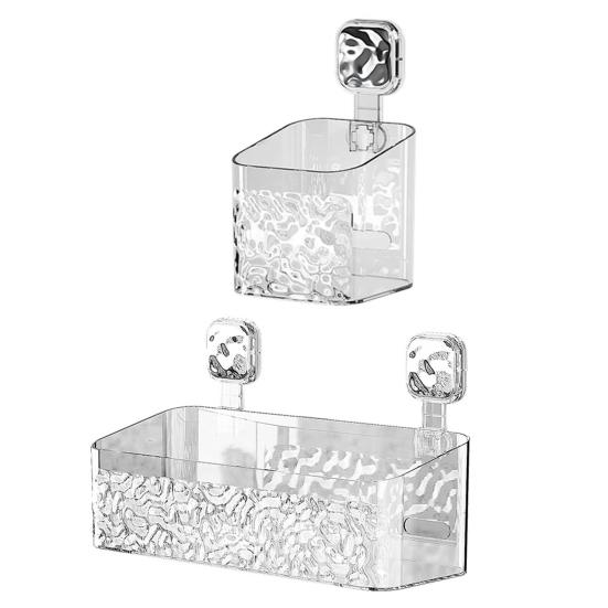 Wall Mount Storage Rack with Hooks Modern Drain Holes No Drill Strong Load Bearing Bathroom Kitchen Supplies Sundries Holder Shelf Organizer