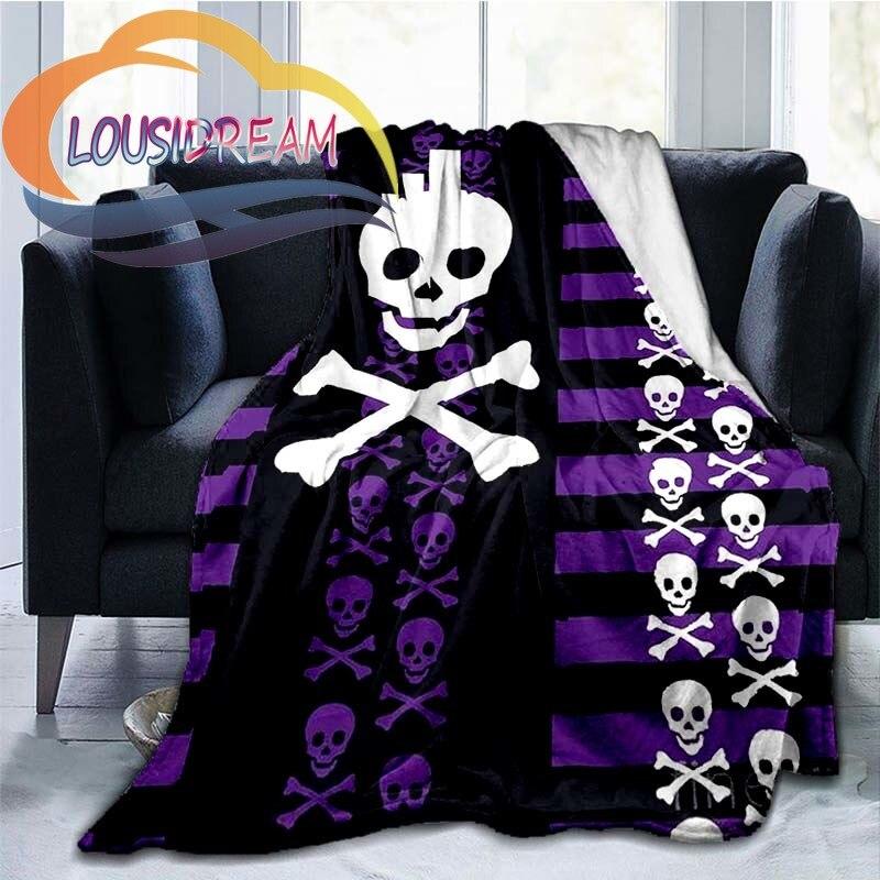 Одеяло с розовым черепом, покрывало для кровати, одеяло из микрофибры с цветным черепом для детей и взрослых, дорожное одеяло для взрослых