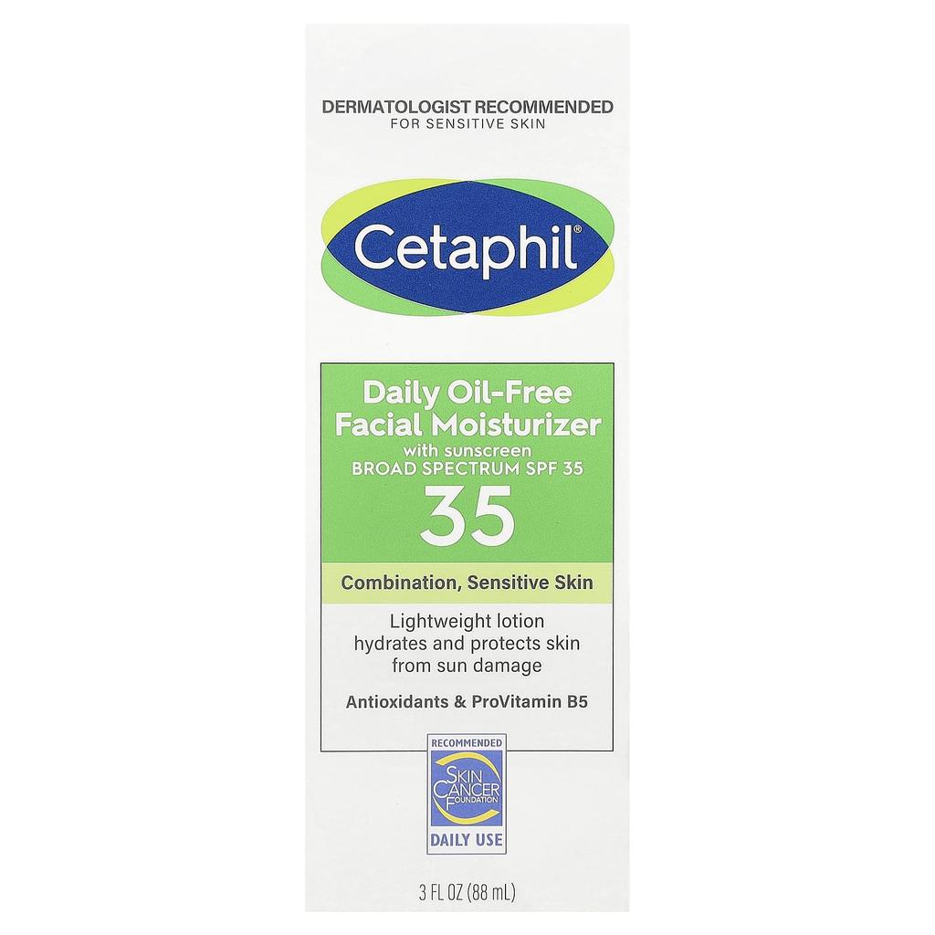 Cetaphil Ежедневный увлажняющий крем для лица без масел, солнцезащитный, SPF 35, без отдушек, 3 жидких унции (88 мл)