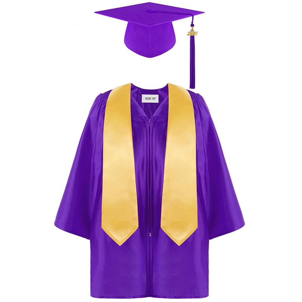 Kindergarten Graduation Cap With Tassel & Printed Gown. Perfect For Memorable Photos And Ceremonies