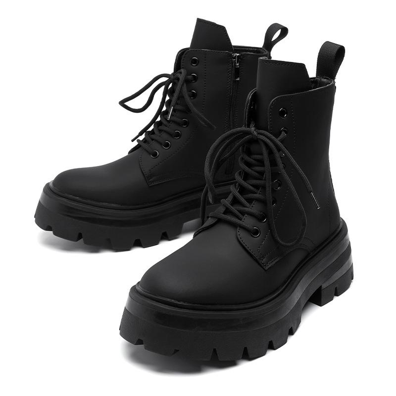 Мужские ботинки Мартин на толстой подошве, увеличивающие рост, кожаные ботинки 2024, новые кожаные ботинки средней высоты, дерби 3320-R