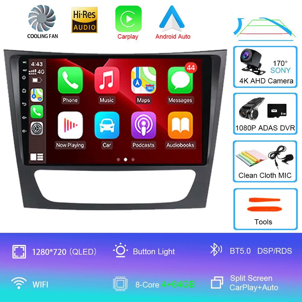 Для Mercedes-Benz E-класса W211/CLS-класса 2005-2008 2din Автомагнитола Android 14 Автомобильный мультимедийный плеер GPS WIFI Carplay DSP Монитор