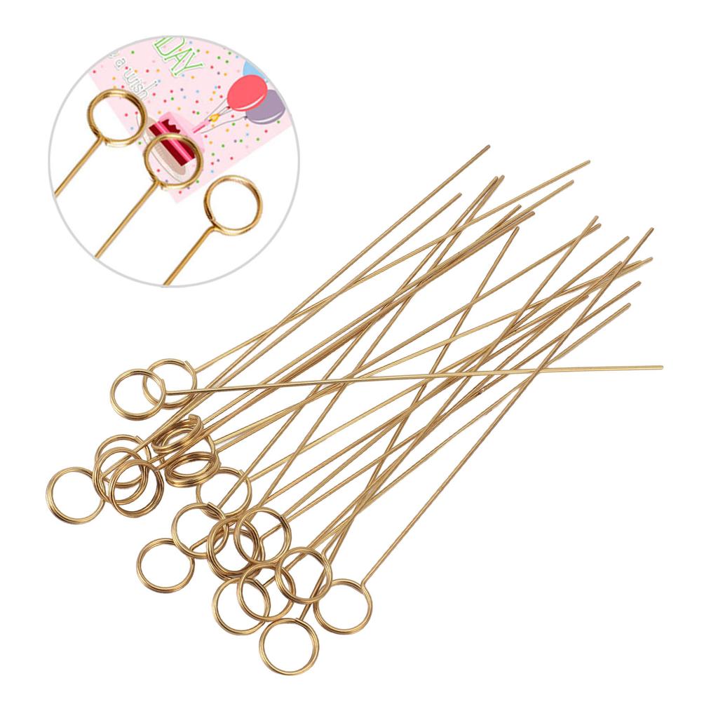 50pcs Floral Picks Clips Reusable Golden Metal Wire Floral Place Card Holder 6in Photo Memo Holder P