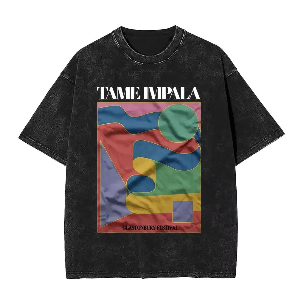 Ограниченная серия Стильная винтажная футболка с принтом рок-группы Tame Impala Deadbeat Унисекс Женская Повседневная Оверсайз Футболки Унисекс Ретро Уличная одежда