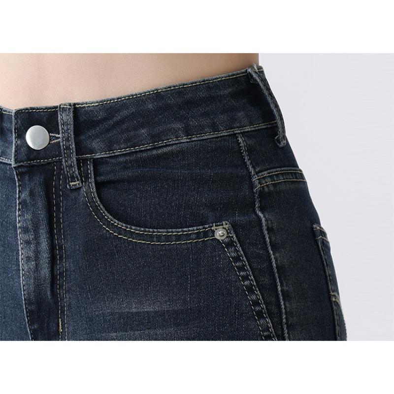 Dimanaf 2024 Джинсы Длинные Брюки Женские Эластичные Тонкие Осенние Винтажные Синие Черные Повседневные С Высокой Талией Базовые Женские Базовые Шоу Тонкие Брюки