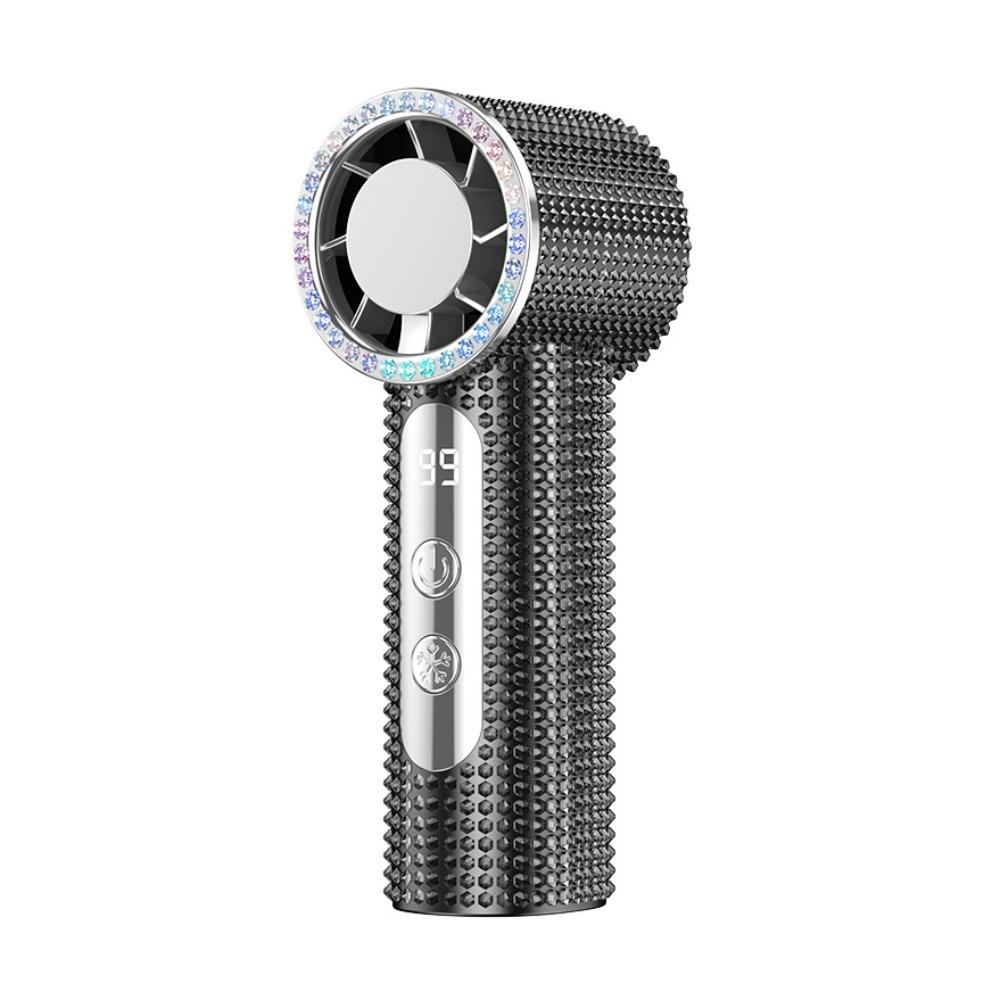 199 Gears Rhinestone Handheld Fan Digital Display Turbo High Speed Fan Mini Cooling Fan Summer