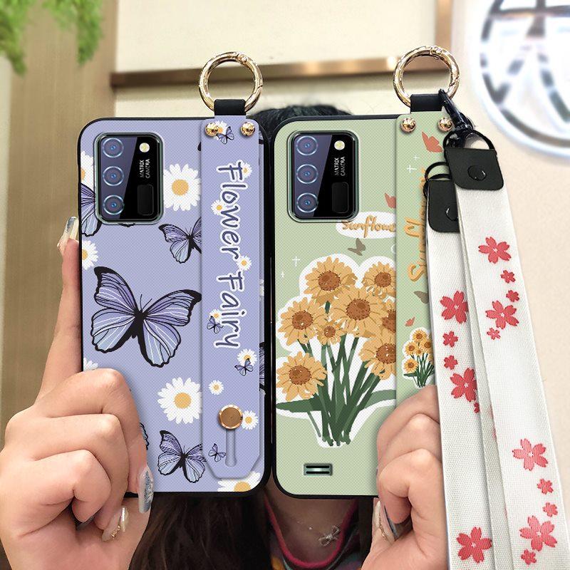 Phone Holder Kickstand Phone Case For Oukitel C25 Dirt-resistant Fashion Design Waterproof Wrist Strap Oil Painting Ring