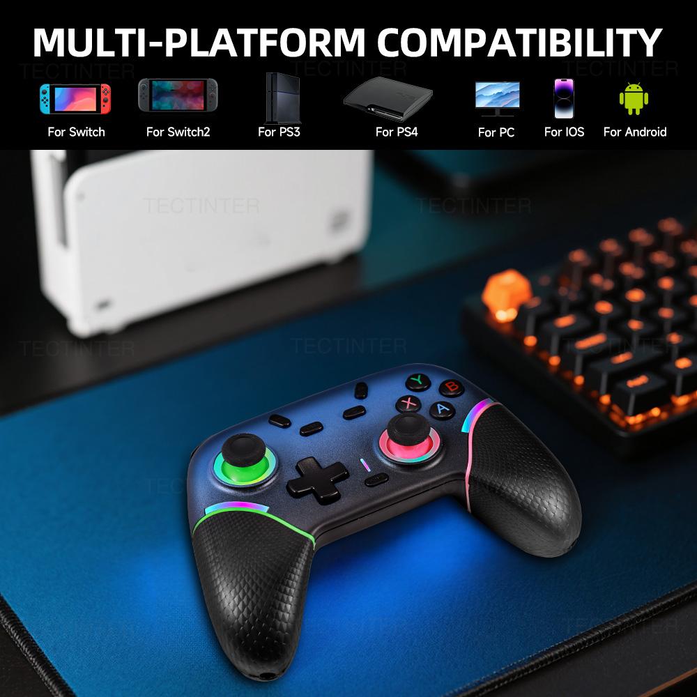 Беспроводной RGB BT Контроллер для Nintendo Switch 1/2/OLED Геймпад для Android Телефона/ПК Джойстик с эффектом Холла с функцией Турбо