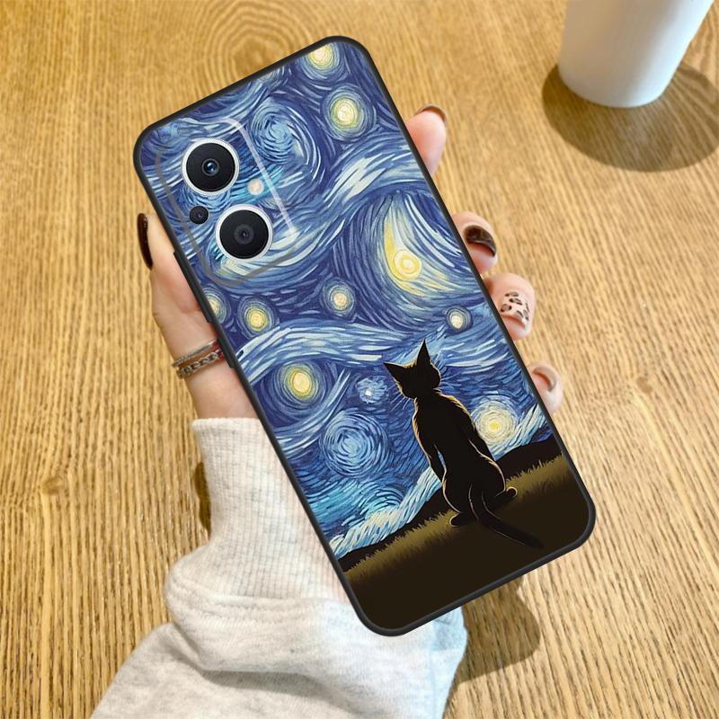 Чехол с картиной Ван Гога «Звездная ночь» для кошки для OPPO Find X6 X5 X3 X2 Pro Lite Neo Reno 7 3 4 5 6 8 Lite 8T 2Z 4Z 5Z Чехол Coque