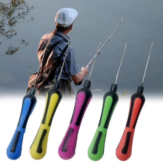 5Pcs Baiting Needles Crochet Hooks Set Non-Slip Handle Design Comfortable Grip Rigging Needles Carp Fishing Tackle Kit