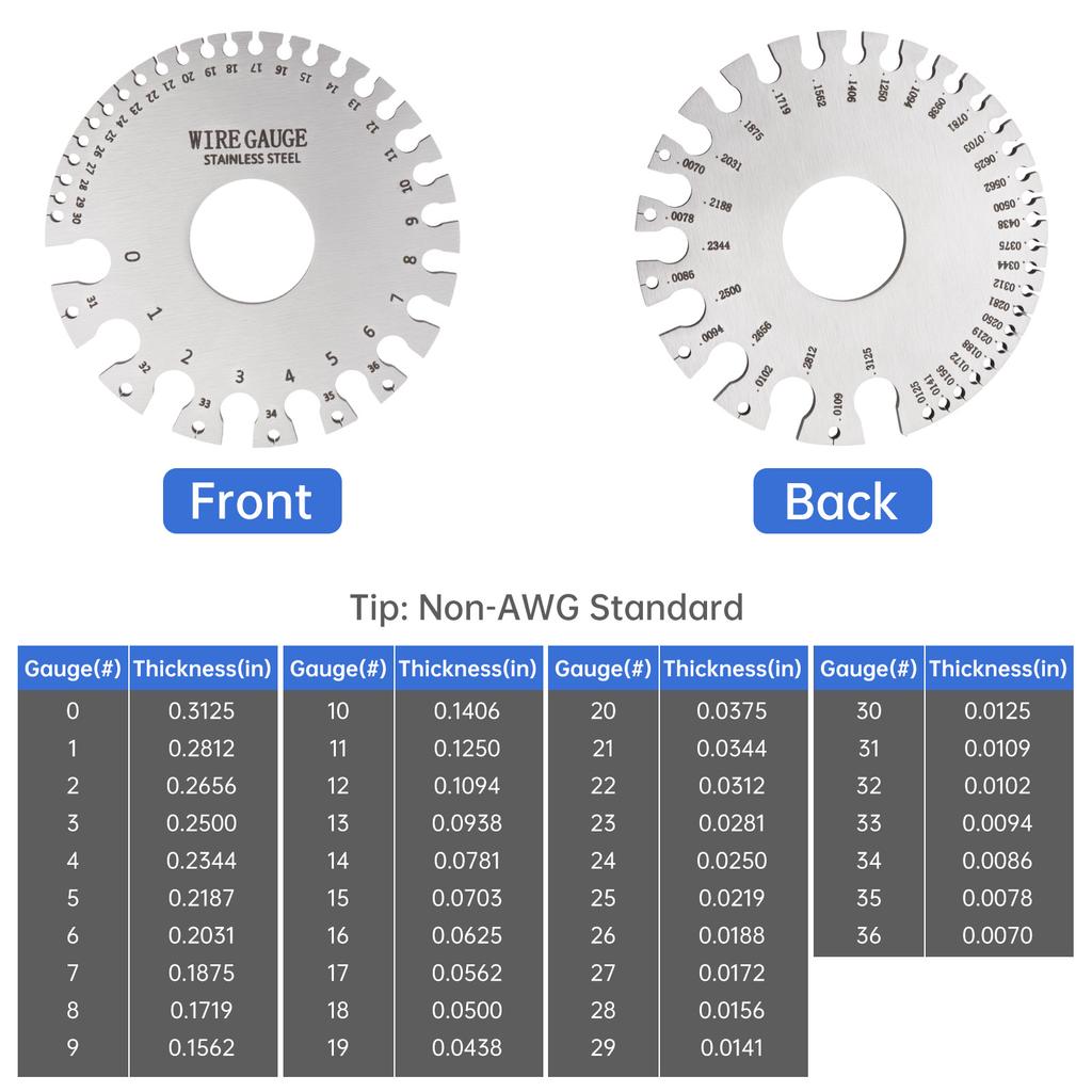 Stainless Steel Dual Sided Wire Gauge 4mm Thickness 0-36 Range Heavy Duty Precision Tool