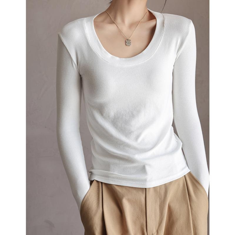 Мягкие вязаные женские топы с длинными рукавами в рубчик, однотонные футболки в стиле Харадзюку, корейские блузки, женские базовые футболки