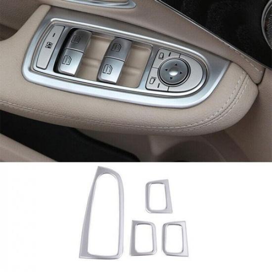For Mercedes-Benz GLC 2016-19 Silver ABS Window Lock Lift Panel Trim Frame 4PCS