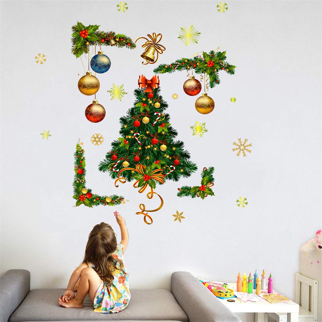 Ic-new Merry Christmas Window Wall Sticker Decals Snowflake Santa Claus Home Xmas Decor