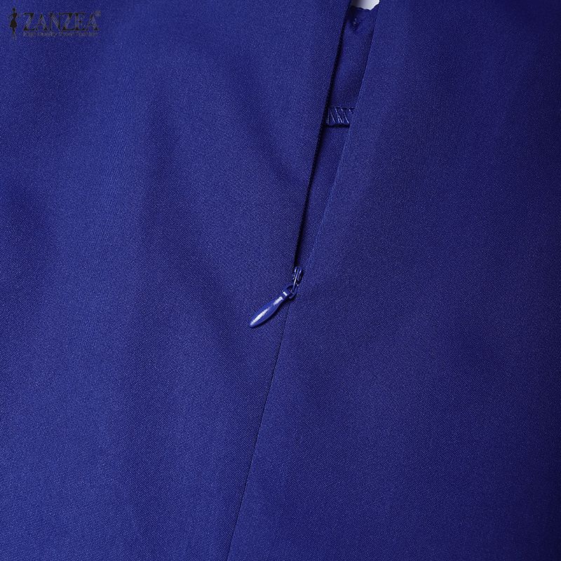 ZANZEA Женское повседневное летнее платье с принтом, воротником-стойкой и короткими рукавами