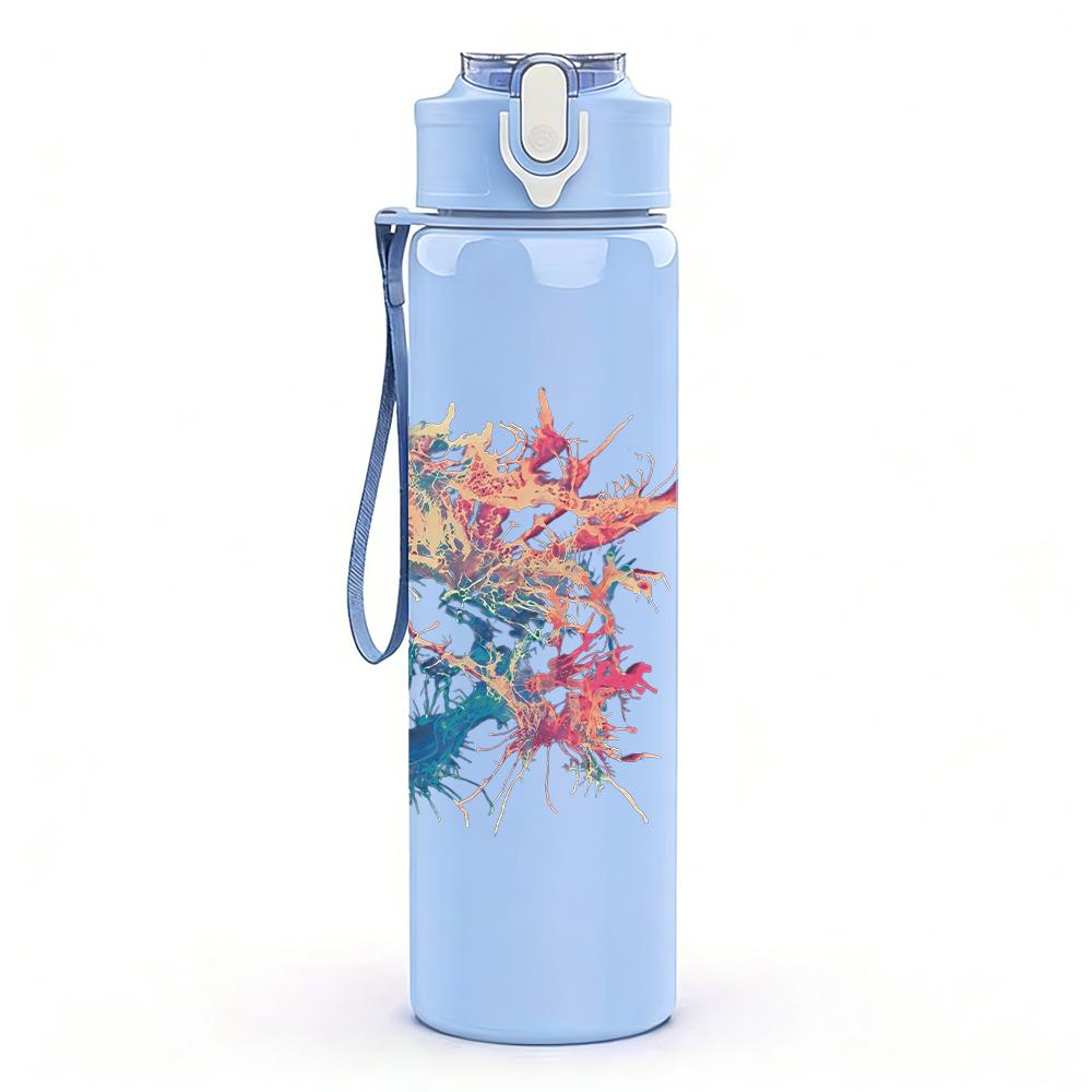 PC Green Square Minimalist Flag Print 750ml colorful plastic sports water bottle leakproof pop up lid with straw for outdoor work home use