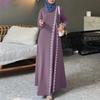 Spring Lace Crochet Maxi Dress Muslim Turkey Abaya Elegant Loose Vestidos Women Long Sleeve O Neck IsIamic Robe Kaftan