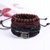 Men's Leather Bracelet, Eco Leather Set, Set Of 4, Tree Of Life, Vintage